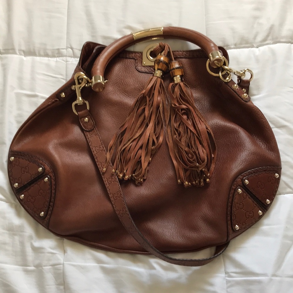 Gucci Indy Large Babouska Brown Hobo Bag